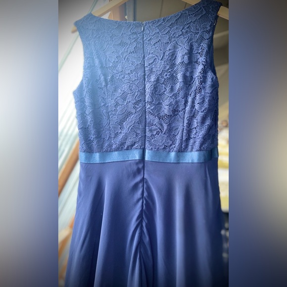 EUC Navy Elegant Chiffon Handkerchief Dress - Picture 4 of 7